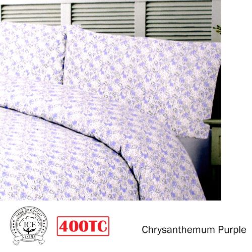 400TC Premium Collection Cotton Quilt Cover Set Chrysanthemum Purple