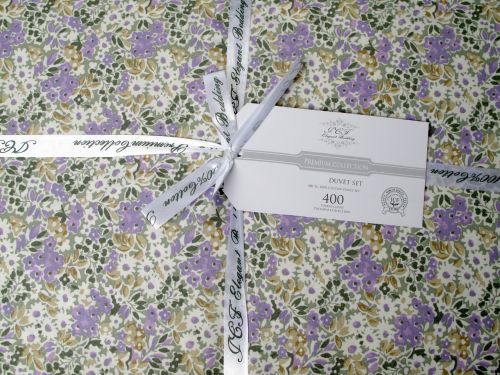 400TC Premium Collection Cotton Quilt Cover Set Chrysanthemum Purple