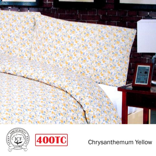 400TC Premium Collection Cotton Quilt Cover Set Chrysanthemum Yellow