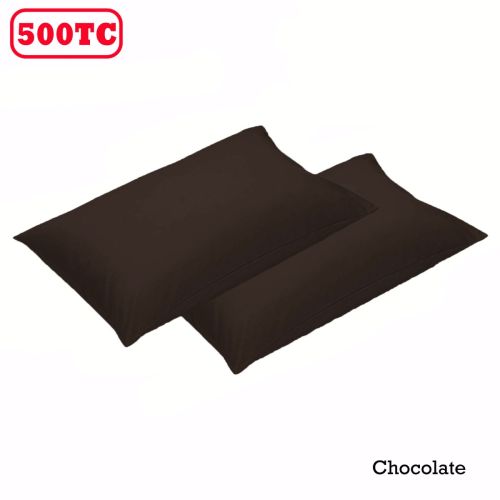 500TC Pair of Cotton Standard Pillowcases 48 x 73 cm