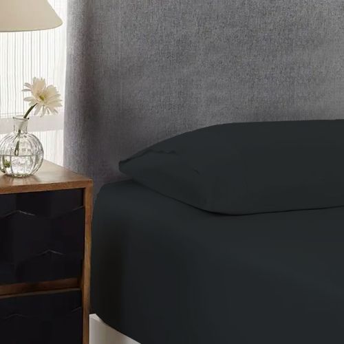500TC Cotton Combo Fitted Sheet Set Charcoal Single 40cm Wall