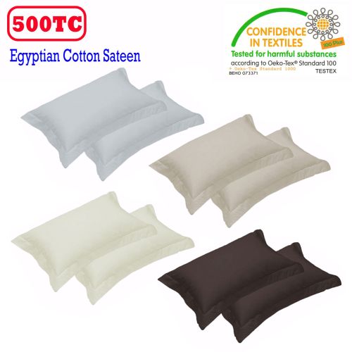 500TC Pair of Egyptian Cotton Tailored Standard Pillowcases 48 x 73 + 5 cm