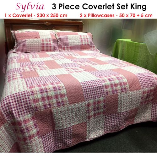 50% Cotton 50% Polyester Lightly Quilted Coverlet Set Sylvia King