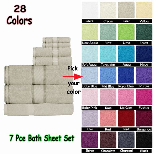 550gsm Cotton 7 Pce Bath Sheet Set by Kingtex