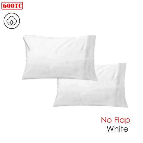 600TC Pair of Cotton Sateen No Flap Standard Pillowcases 48 x 74 cm
