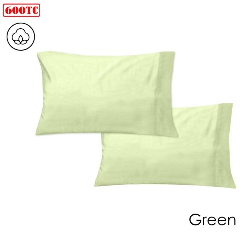 600TC Pair of Cotton Sateen Standard Pillowcases 48 x 74 cm