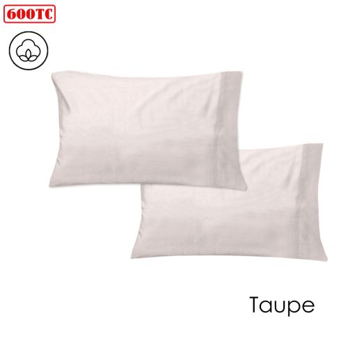 600TC Pair of Cotton Sateen Standard Pillowcases 48 x 74 cm