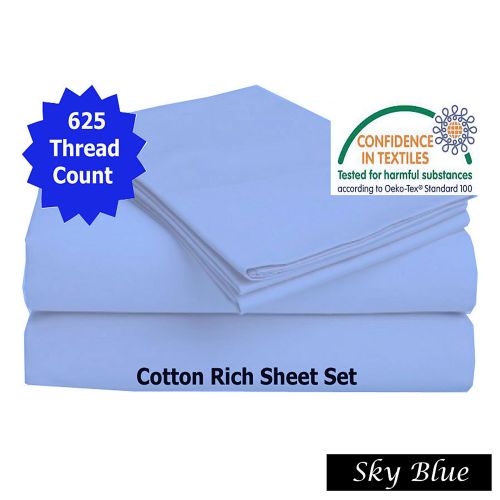 625TC 4 Pce Cotton Rich Sheet Set 40cm Wall by Luxury Living