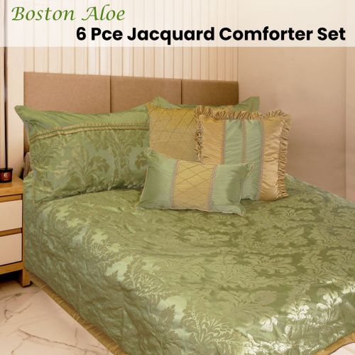 6 Pce Boston Aloe Jacquard Comforter Set