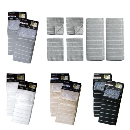 6 Piece Super Absorbent Kitchen Drying Mats & Tea Towels & Scrubbers Set by Invitation