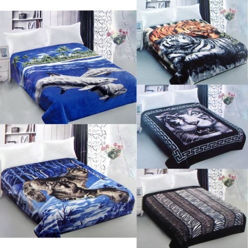 800GSM Luxury Reversible Mink Blanket Animal Pattern Queen 200 x 240 cm