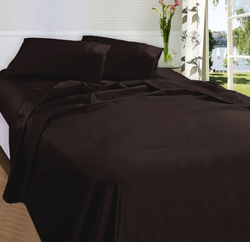 875TC Egyptian Cotton Sateen Sheet Set Chocolate Queen by Fieldcrest