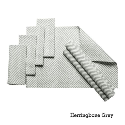 Set of 8 Cotton Napery Set Herringbone by J.elliot Home