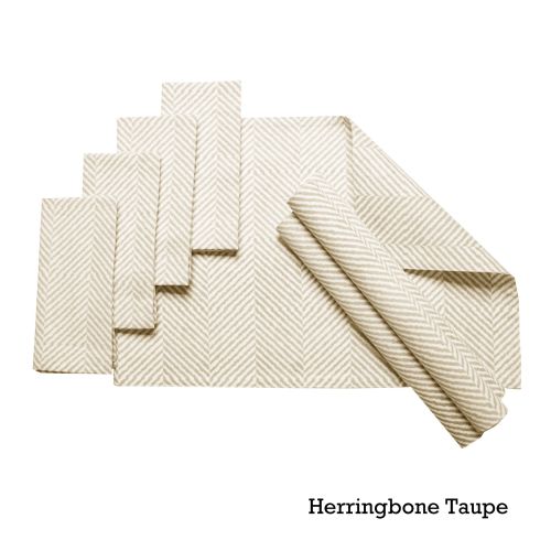 Set of 8 Cotton Napery Set Herringbone by J.elliot Home