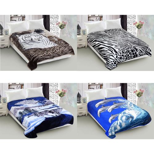 800GSM Luxury Reversible Animal Mink Blanket Queen 200 x 240 cm