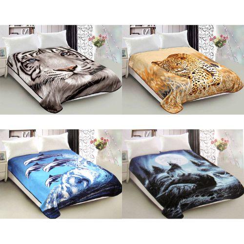 800GSM Luxury Reversible Animal Pattern Mink Blanket Queen 200 x 240 cm