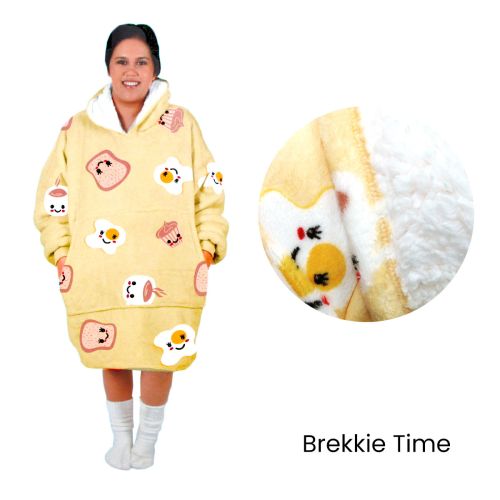 Adult Women Comfy Warm Blanket Hoodie with Sherpa Fleece Reverse