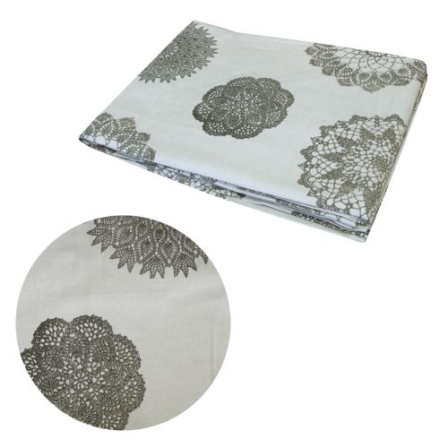 Grey Mandala Cotton Table Cloth 150 x 235 cm