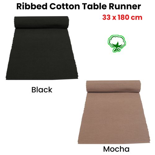 Ribbed Cotton Table Runner 33 x 180 cm
