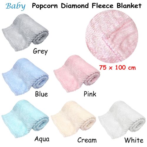 Baby Popcorn Diamond Fleece Blanket Throw Rug 75x100 cm