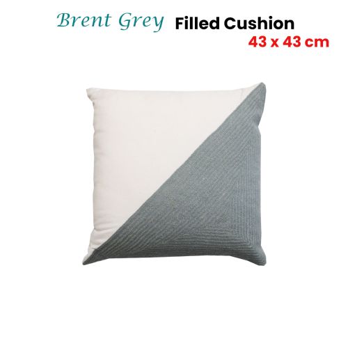 Brent Grey Square Filled Cushion 43 x 43 cm