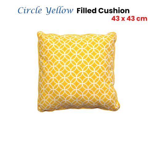 Circle Yellow White Square Filled Cushion 43 x 43 cm