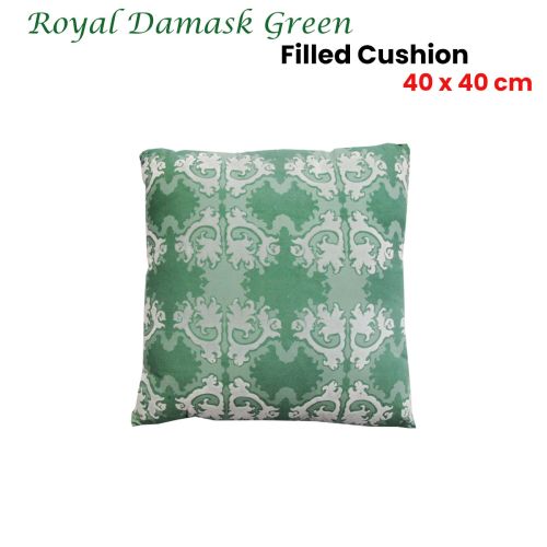 Royal Damask Green Square Filled Cushion 40 x 40 cm