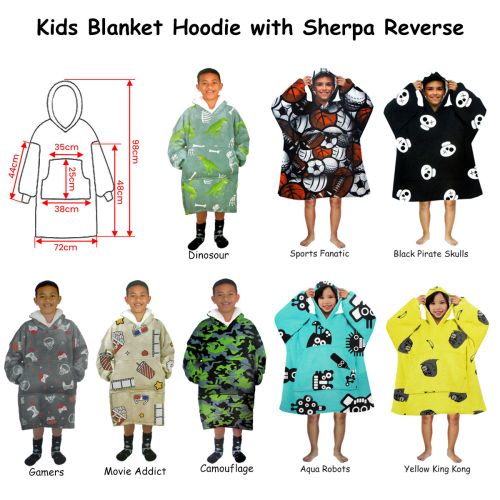Kids Boys Girls Comfy Warm Blanket Hoodie with Sherpa Fleece Reverse