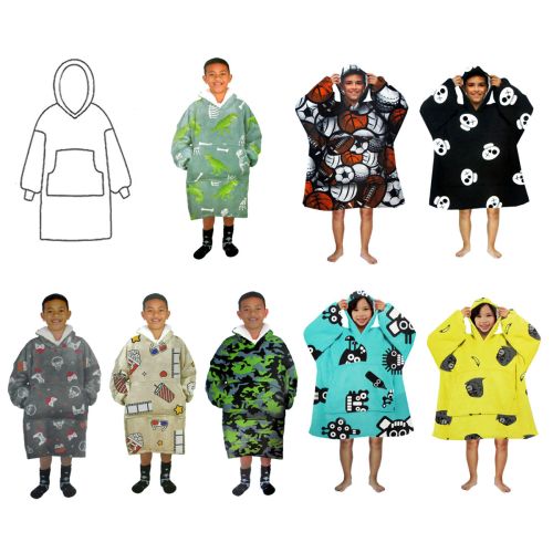 Kids Boys Girls Comfy Warm Blanket Hoodie with Sherpa Fleece Reverse