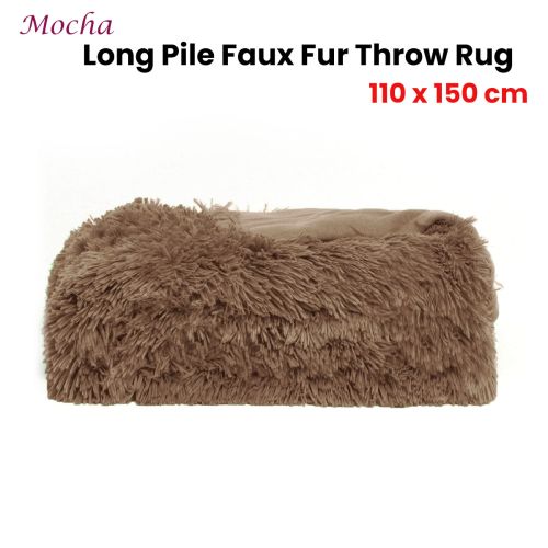 Long Pile Faux Fur Mocha Throw Rug 110 x 150cm by Apartmento