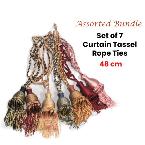 Assorted Bundle Set of 7 Curtain Tassel Rope Ties 48cm