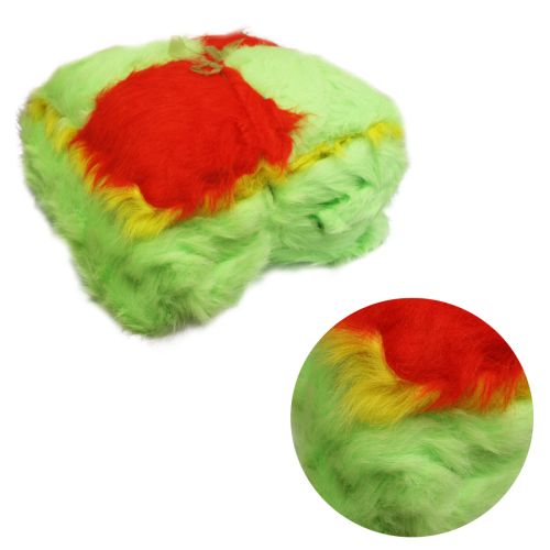 Lime/Red/Yellow Plush Faux Fur Throw Rug + Square Cushion