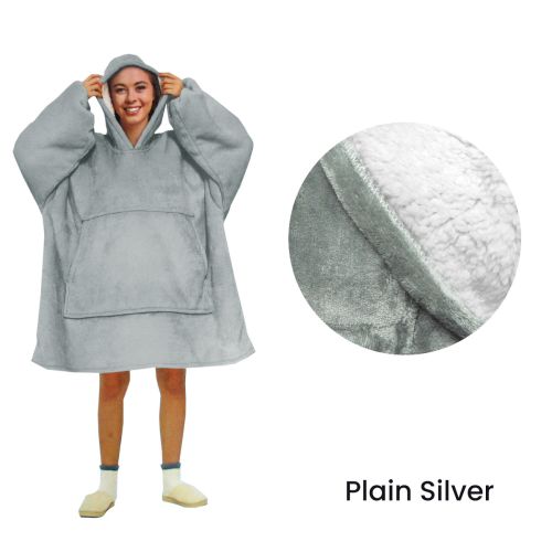 Adult Men Women Comfy Warm Blanket Hoodie with Sherpa Fleece Reverse