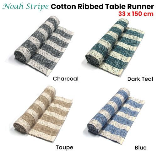 Noah Stripe Cotton Ribbed Table Runner 33 x 150 cm