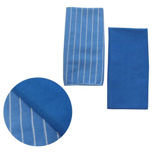 Set of 2 Blue Stripes Soft Microfiber Kitchen Towels 50 x 70 cm