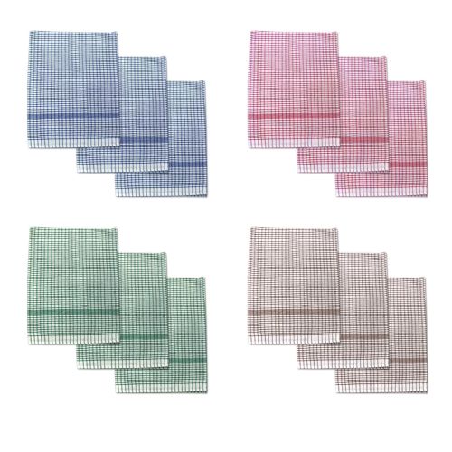 Set of 3 Jumbo Cotton Checkered Tea Towels 60 x 90 cm