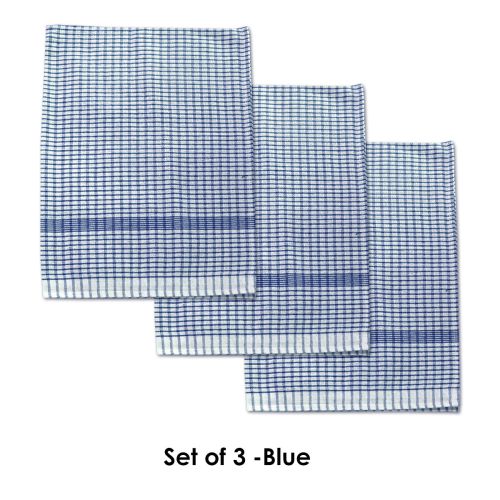 Set of 3 Jumbo Cotton Checkered Tea Towels 60 x 90 cm