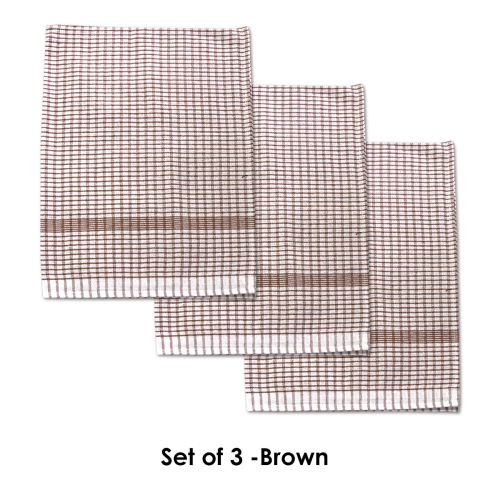 Set of 3 Jumbo Cotton Checkered Tea Towels 60 x 90 cm