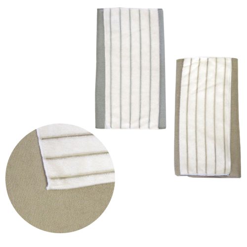 Set of 4 Grey & Latte Microfiber Drymats and Tea Towels