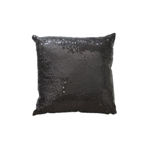 Black Sequined Square Filled Cushion 43 x 43 cm