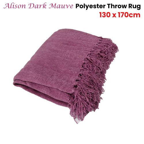 Alison Dark Mauve Polyester Throw Rug 130 x 170cm