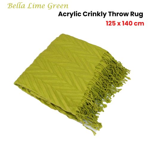 Bella Lime Green Acrylic Crinkly Throw Rug 125 x 140 cm