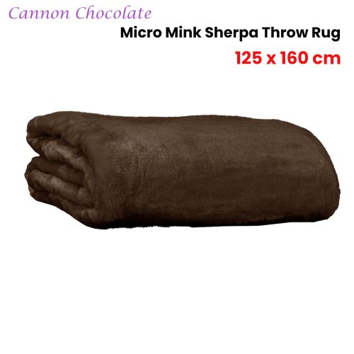 Cannon Chocolate Micro Mink Sherpa Throw Rug 125 x 160 cm