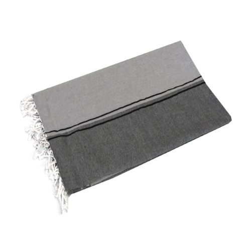 Isaac Black Silver Cotton Throw Rug 100 x 200cm by IDC Homewares