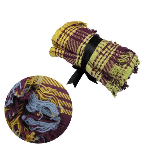 Maximus Multi-Colour Checkered Cotton Knitted Throw Rug 120 x 165 cm