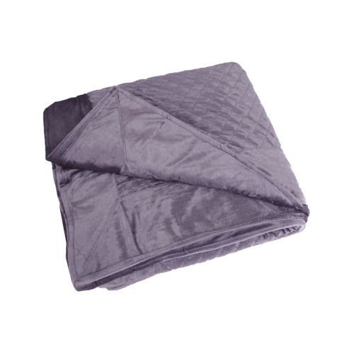 Velvet Eggplant Purple Polyester Quilted Throw Rug 127 x 152cm