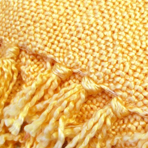 Daffodil Lemon Knitted Wool/Acrylic Throw Rug 127 x 152 cm