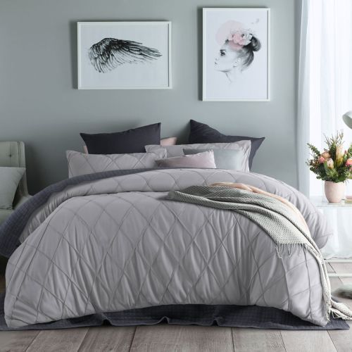 Chloe Dove Grey Embroidered Quilt Cover Set by Accessorize