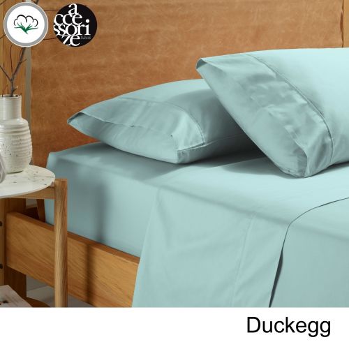 Vintage Washed Cotton Sheet Set Duckegg by Accessorize