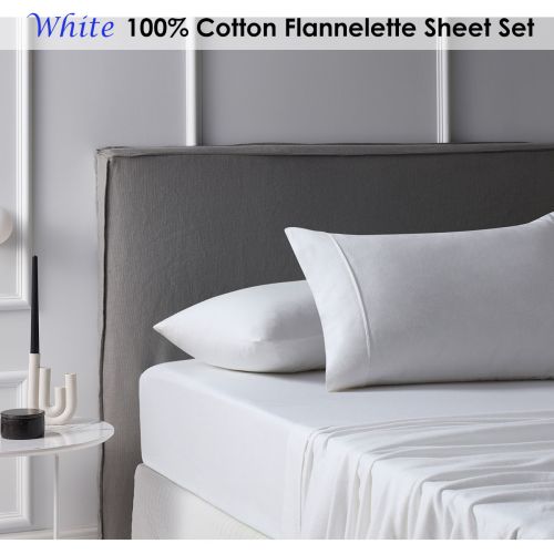 Cotton Flannelette Sheet Set White by Accessorize